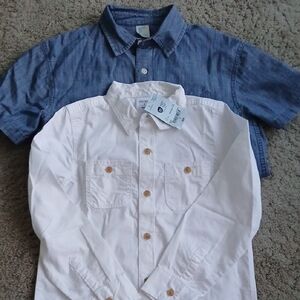 JCPenney Blue and White Casual Button-Down Shirts